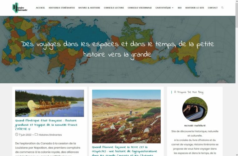Page d'accueil du site Histoire itinérante